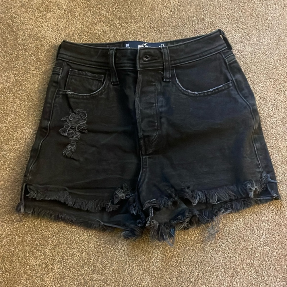 Hollister black denim shorts